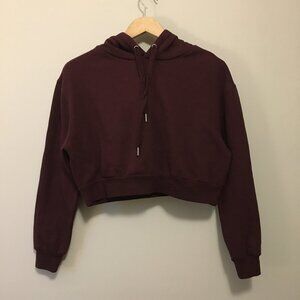 Soft Burgundy Cropped Pullover Hoodie